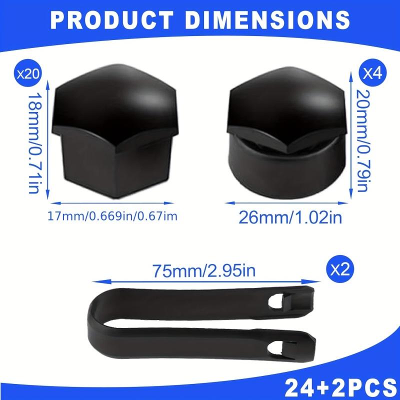 26Pcs Universal 17mm Plastic Car Wheel Nut Covers Bolt Cap Tire Screw Cap Wheel Hub Decorative Shell Nut Protective Cover