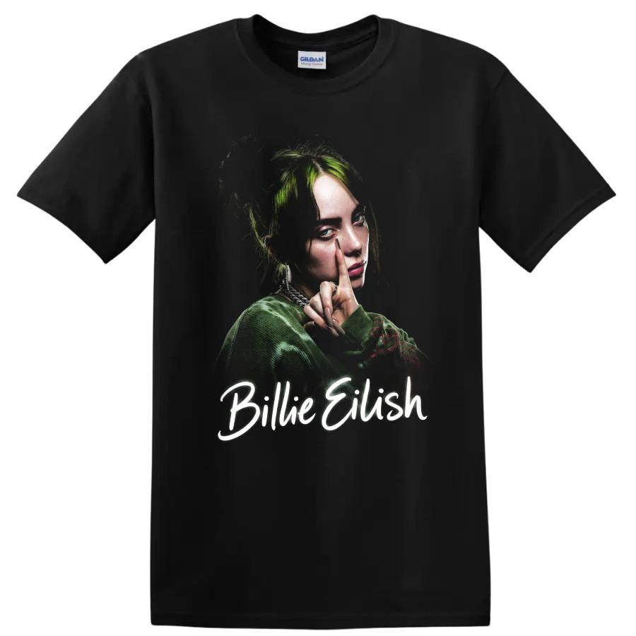 Billie Eilish Portrait T Shirt Pop Music Fan Art Green Hair Concert Tee Gift