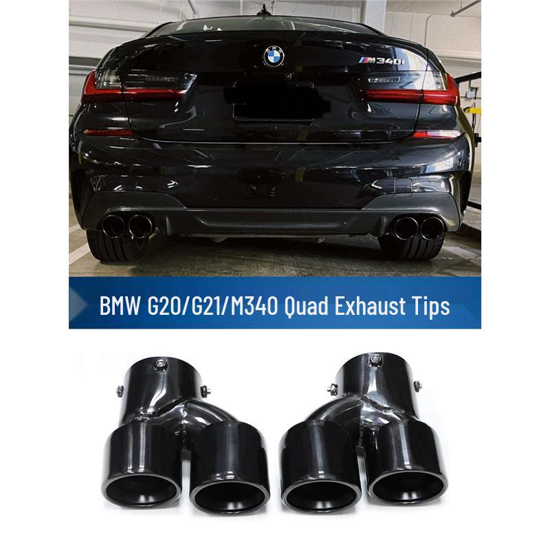 Carbon Fiber Stainless Steel Black Quad Exhaust Tips for BMW M240/M340/M440i/330