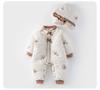 Autumn/Winter Baby Girl Quilted Romper - 180g Cotton, Thickened for Warmth, Perfect for Crawling