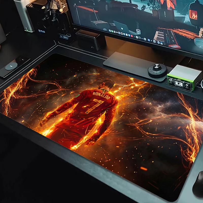 Tappetino Mouse C Ronaldo Grande Cuscino per Tavolo da Gioco Antiscivolo Laptop Tablet Mousepad Grande Tappetino XXL Mini PC Playmat Con Bordo Lock_XIA