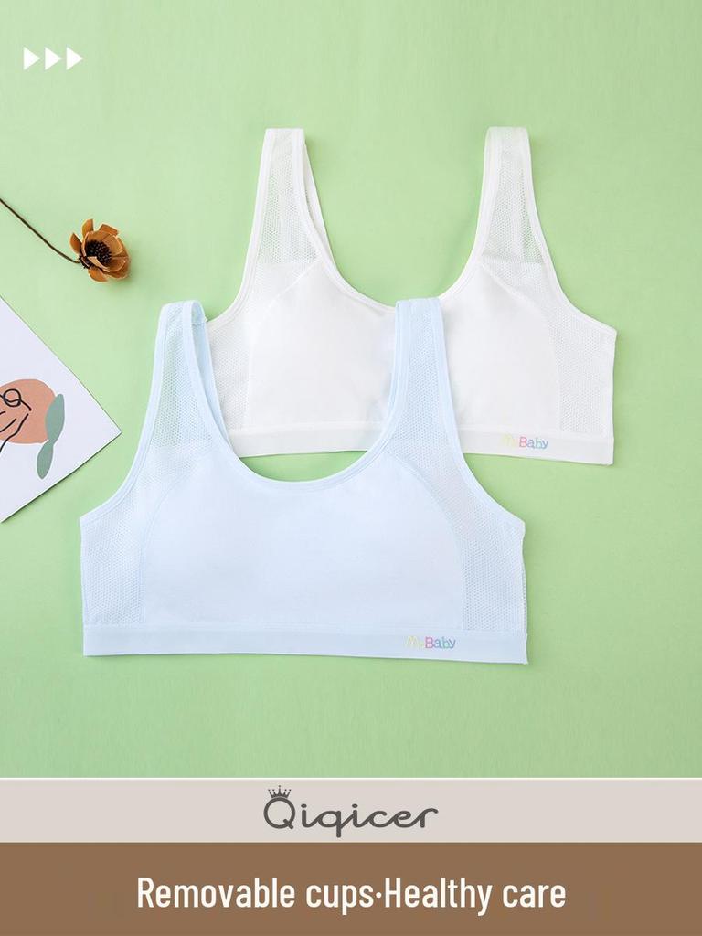 Junior Girls' Pure Cotton Sports Bra - Breathable & Supportive