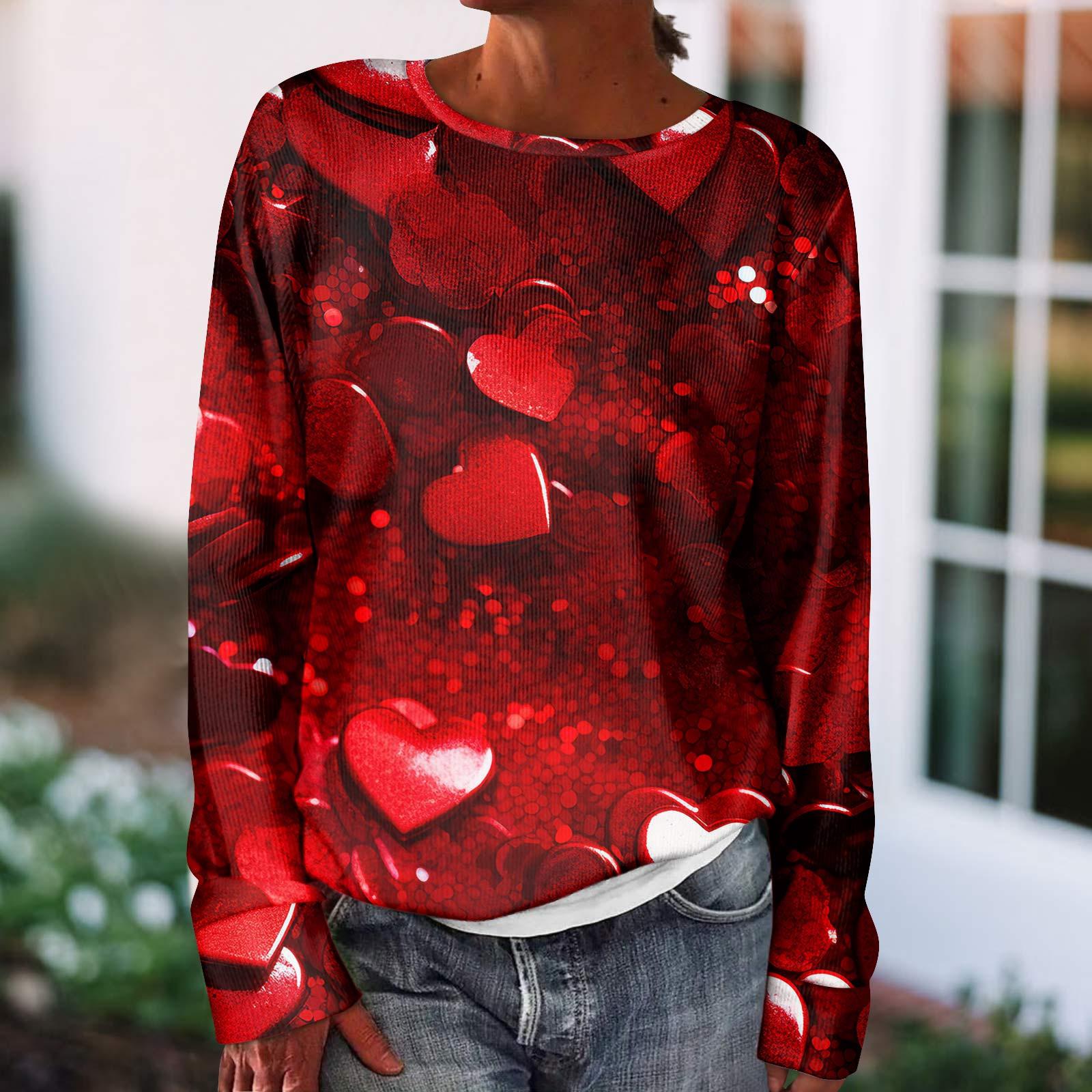 

Жіночий модний светр з довгим рукавом до Дня Святого Валентина Топ светр до Дня Святого Валентина XL винний