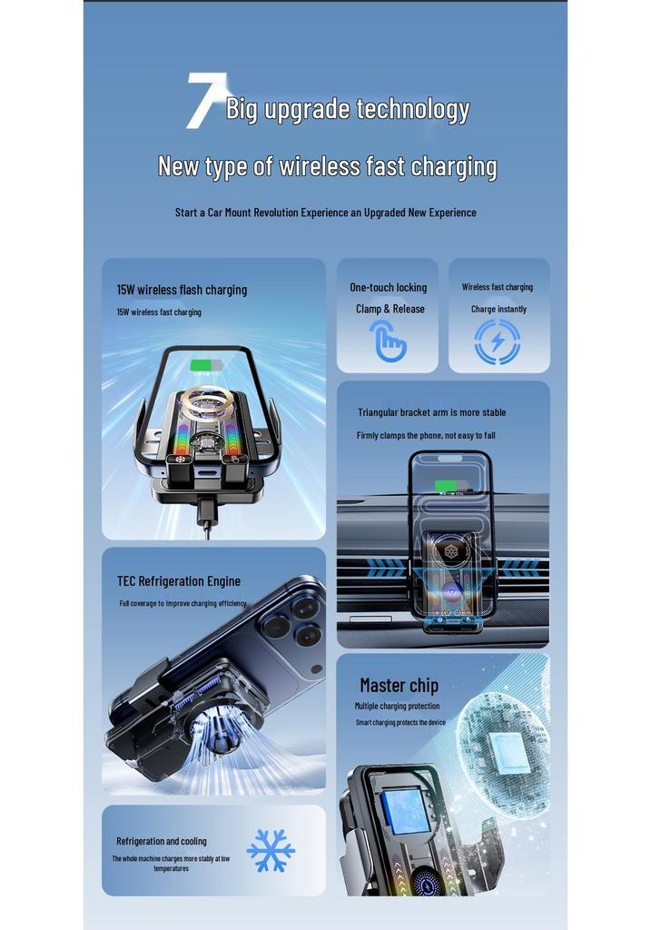 TEC Luftgekühlte Auto-Handyhalterung mit 15W Wireless Charging