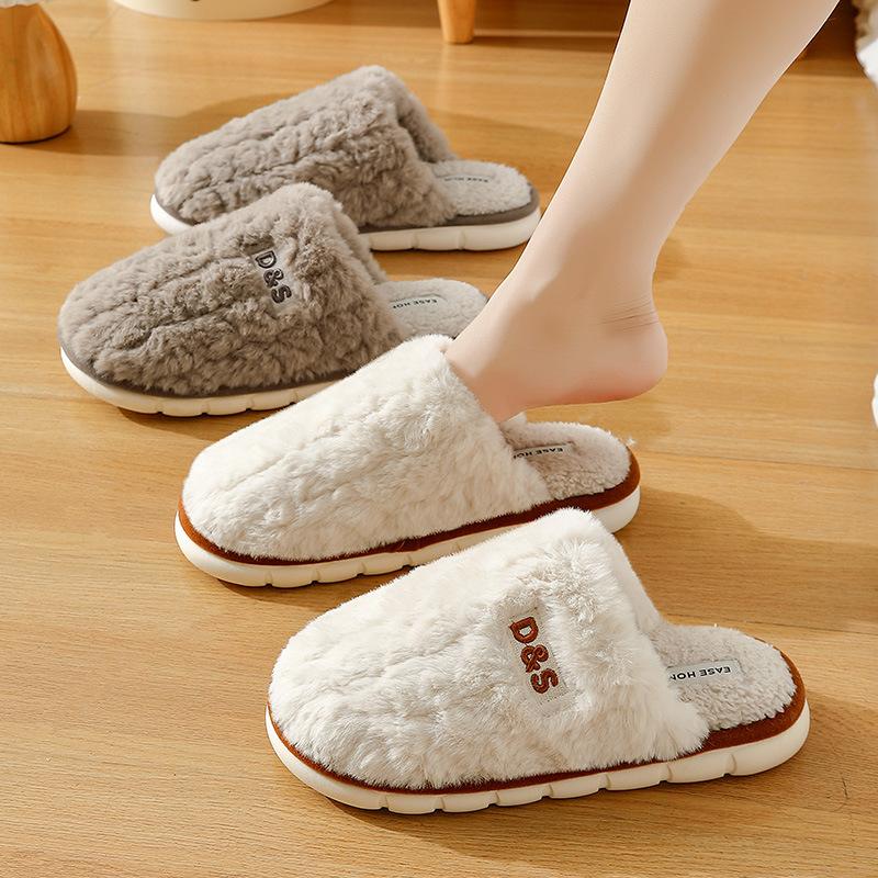 Silent cotton slippers autumn and winter new indoor home plush warm couple cotton mop