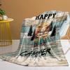 Holzmaserung Glücklicher Campingbus Muster Überwurfdecke Weich Gemütlich Fleece Flanell Überwurfdecke für Couch Sofa Bett