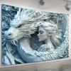 Dragon and Maiden Tapestry - Fantasy Art Design, Perfect Gift for Home and Dormitory, Fashionable and Unique Wall Decorations