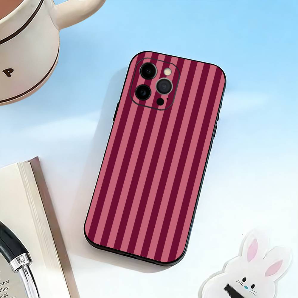 M-Multicolor Stripes  Phone Case For iPhone 17,16,15,14,13,12,11 Plus,Pro Max,XS,Soft Silicone Black Cover