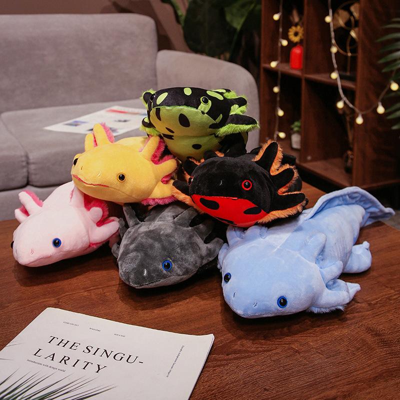 Juguete de Peluche Kawaii de Ajolote de 45-80 cm Lindo Animal de Peluche Salamandra Almohada Larga Suave y Peluda Regalo para Niños