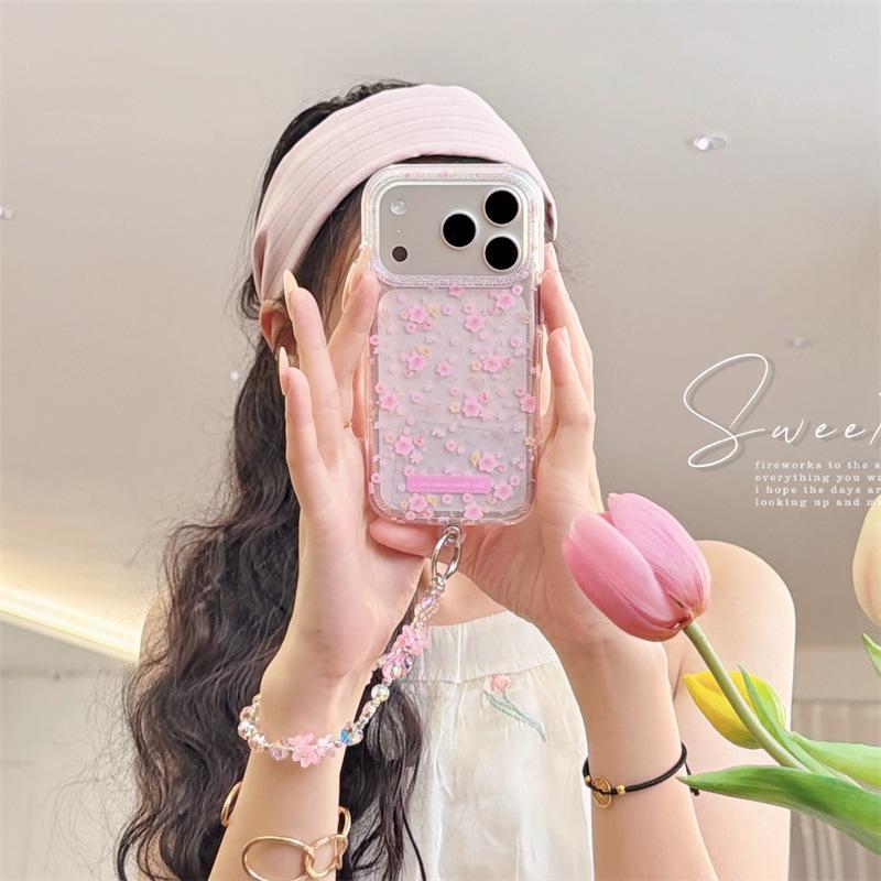 Lente Roze Bloemen Meisjesachtig Hart Telefoonhoesje voor iPhone 17/16 Pro Max/15/14