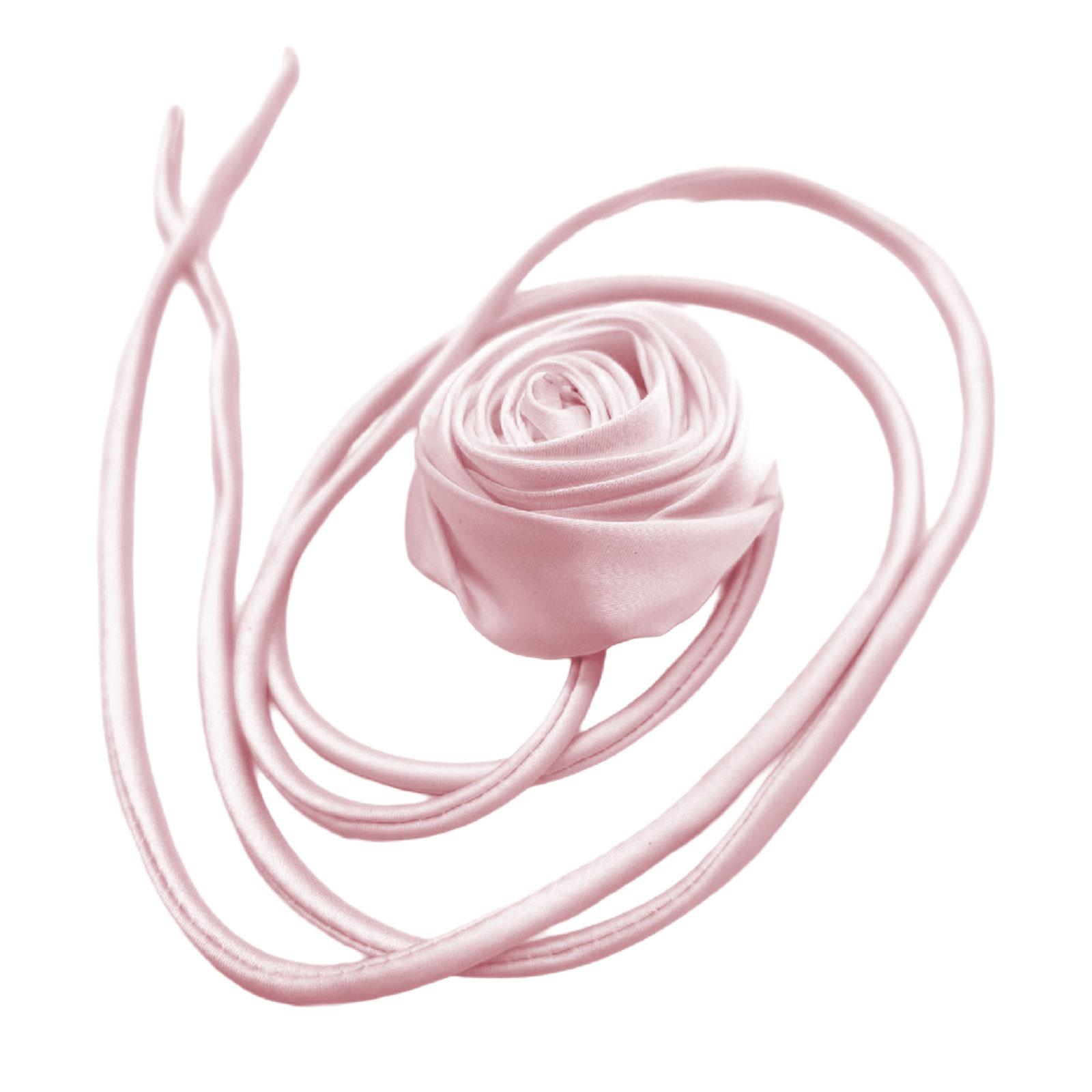 

Регулируемое ожерелье с розой Стильное ожерелье-подвеска Легкое веревочное ожерелье Элегантное ожерелье с розовой лентой Тканевый материал розовый