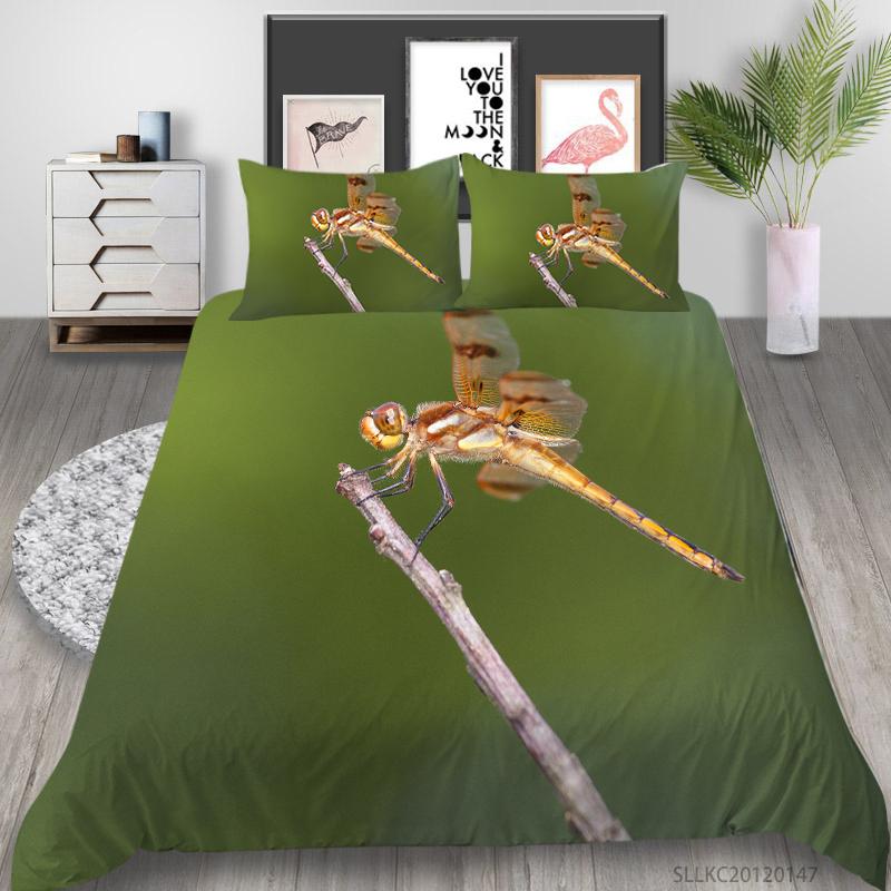 Vânzare caldă imprimare cu libelule, textile pentru acasă, așternut, costum, insecte, nou moda, microfibră, lavabilă, huse de pilotă