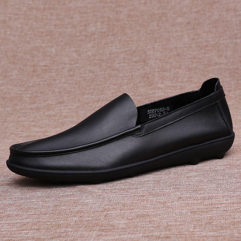 Spring Genuine Leather Men's Loafers Handmade Moccasins Casual Shoes Soft Sole Mens Business Flat Black Minimalist Leather Shoes