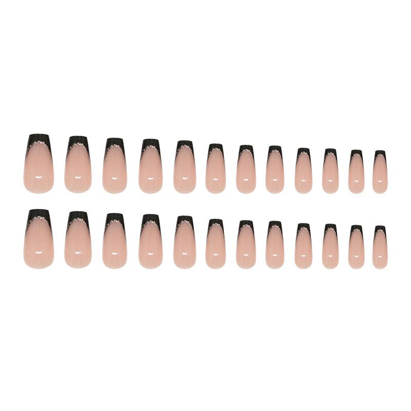 W2213 Cold French Line Glue On Nails Medium Ballet Ins Pure Desire False Nails For Ladies