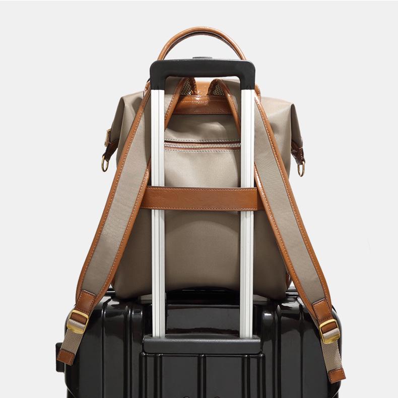 Stylish Women's Lightweight Nylon Commuter Backpack: Travel, School, Business, Large Capacity, Colorblock, Waterproof