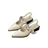 French Pointed Sandals Womens 2025 Summer New Fashion Light Mouth Metal One-Word Buckle Casual Womens Shoes