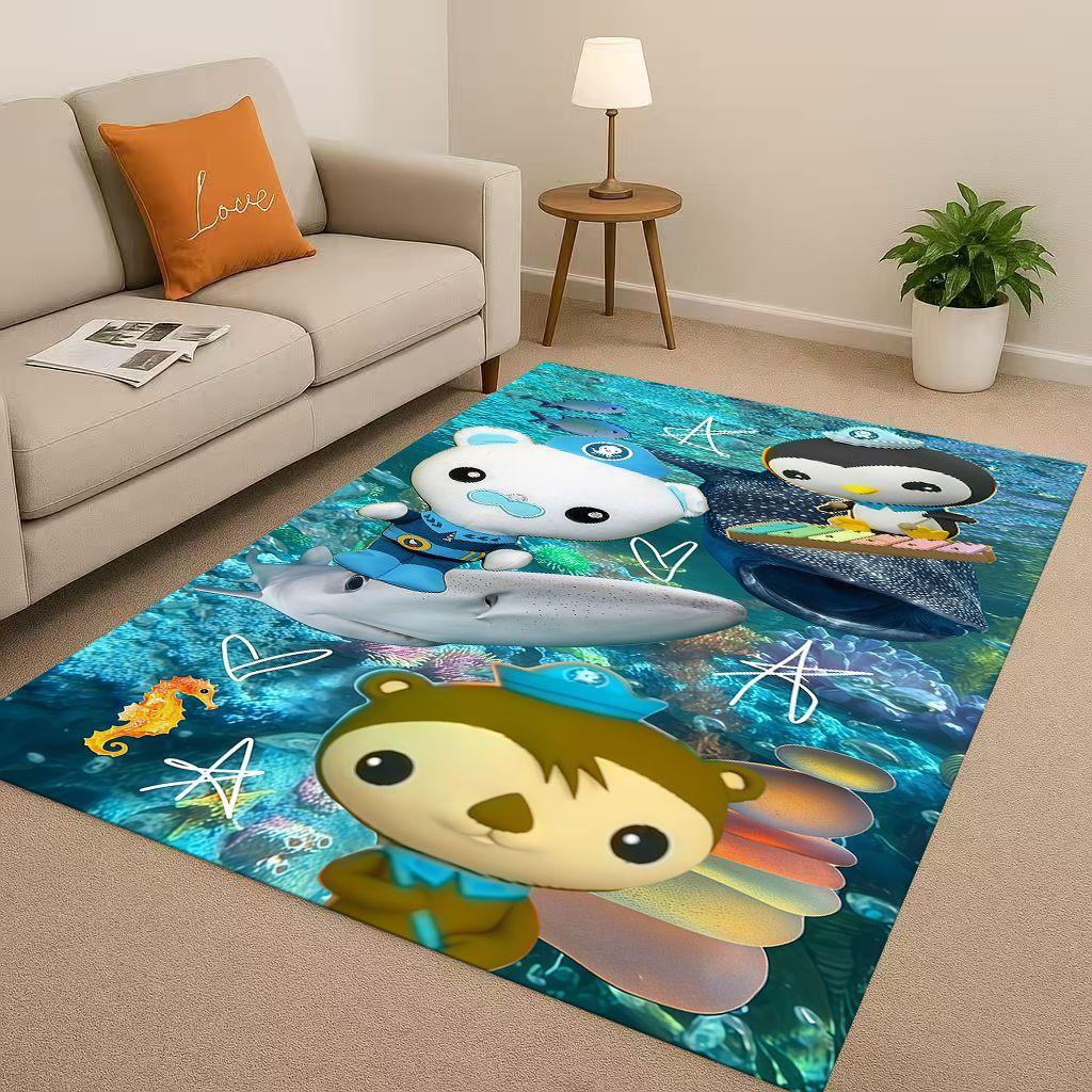 Cute Octonauts Barnacles Cartoon Living Room Non-Slip Area Rug Carpet for Bedroom Playroom Sofa,Easy Clean Home Decor Doormat