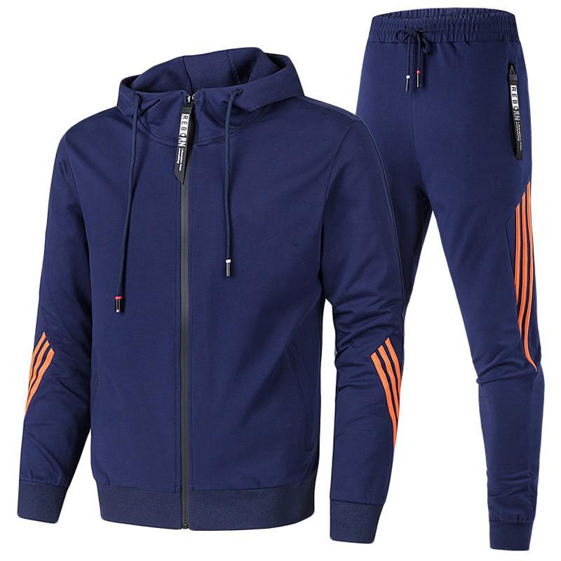 Spring/Autumn Men's Slim Fit Hooded Sweatshirt & Tracksuit Two-Piece Set