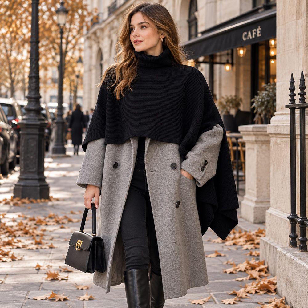 High Collar Knitted Scarf Pure Color Overcoat Style Scarf New Winter Scarf Women