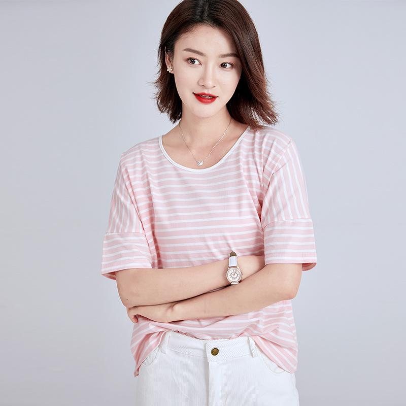 Spring New Short-sleeved Ins Korean Version T-shirt Girls Round Neck Casual Printed Tops Fashionable and Cute Women's Clothing