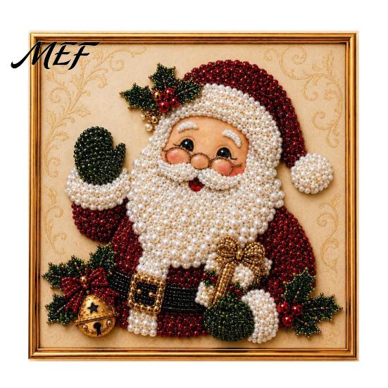 Relaxing Hobby for Adults Xmas Faux Pearl Painting Kit, Christmas 3D Art DIY Creative Winter Activities Holiday Craft Project Adults,