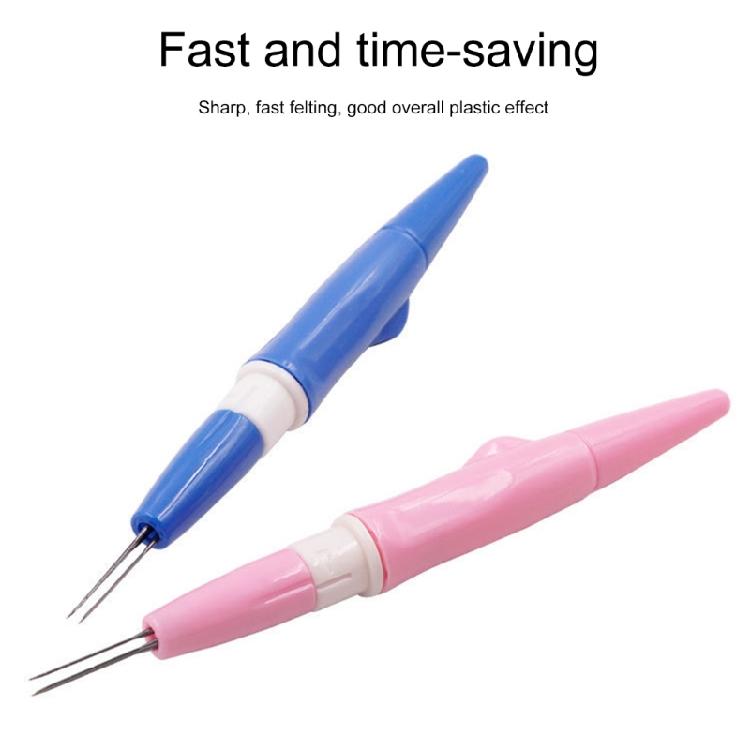 Felting Needle Handle with 3 Felting Needle Embroidery Punching Pen Three Needle Felting Handle for Wool Felted Toy