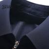 Zip Up Men Coat Jacket Lapel Solid Color Mid-aged Elderly Long Sleeve Zipper