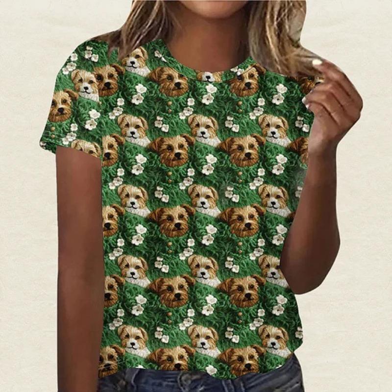 Summer Round Neck 3D St. Patrick's Day Print Top Fashionable Casual Short Sleeved Women's T-shirts