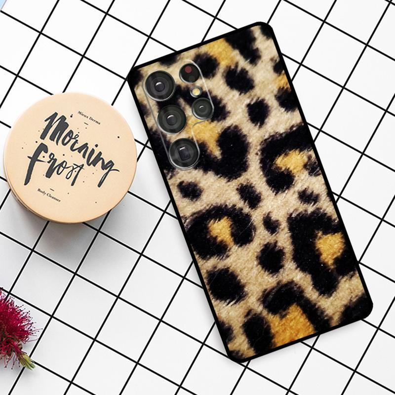 Tan Leopard Case For Samsung Galaxy S25 Ultra S20 S21 S22 S23 S24 Ultra S9 S10 Plus S25 FE Phone Cover