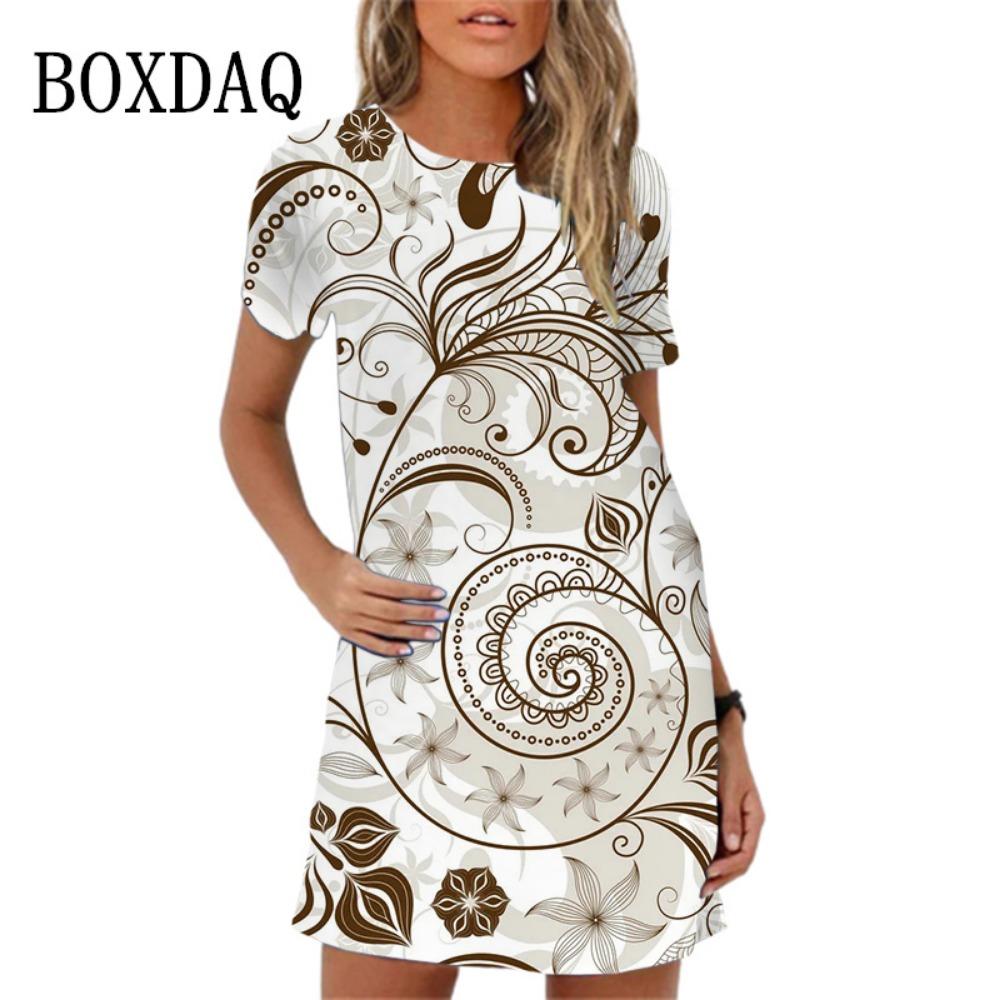 2025 Spring Summer New 3D Print Butterfly Flower Short Sleeve Mini Dress Women Casual A-line Dress Female Clothes