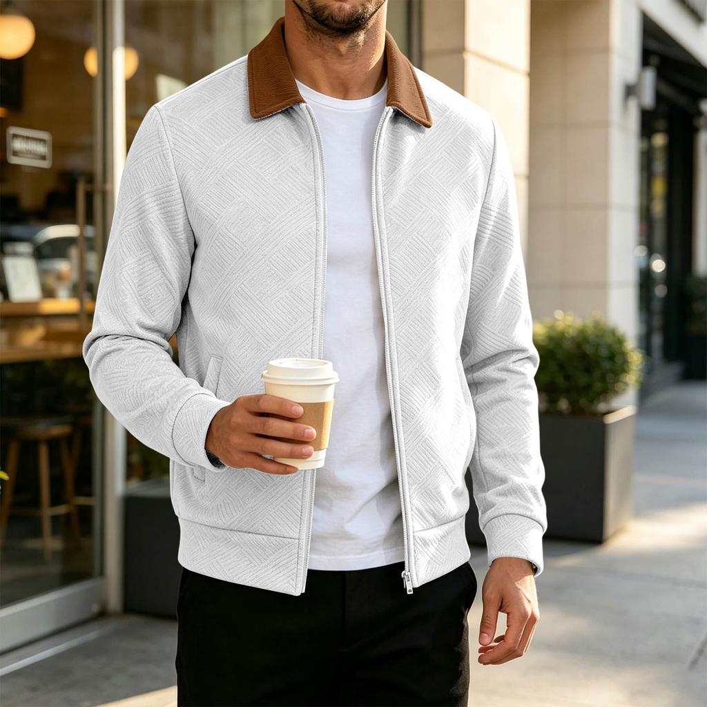 Men's Casual Baseball Jacket with Knit Lapel Color Lightweight Outerwear