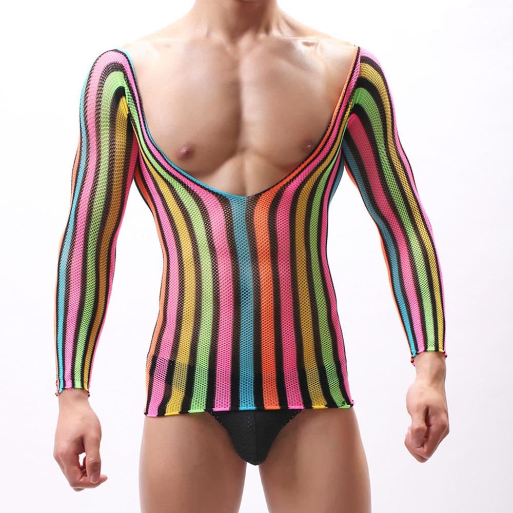 Bodysuit Men Transparent Sexy Man Lingerie Mesh Sensual See Through Black Tights Fitness Sissy Crotchless Erotic Gay Bodyuit Set