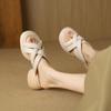 Krazing Pot Schaffell Pantoletten Peep Toe Blockabsätze Sommerschuhe Europäisches Design Plateau Wasserdicht Damen Sandalen