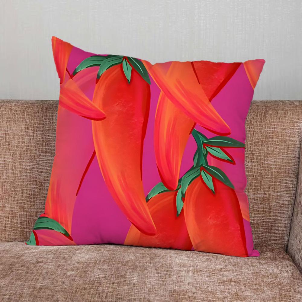 

Art Chili Red Pink Pillow Case For Home Bedroom Car Office Decoration Living Room Sofa Cushion Cover Suitable 16x16Inch
