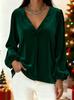 2025 Designer Gold Velvet V-Neck Lantern Sleeve Women's Top for Autumn/Winter