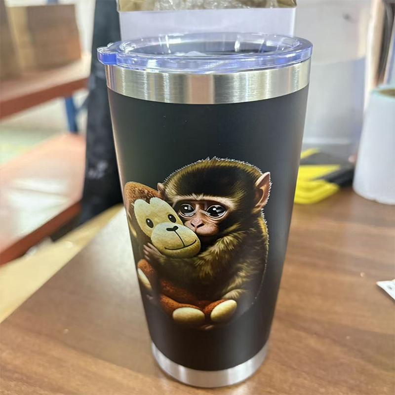 

Cute And Stylish Monkey Boxing Plush Toy Stainless Steel Thermos Cup one size чёрный