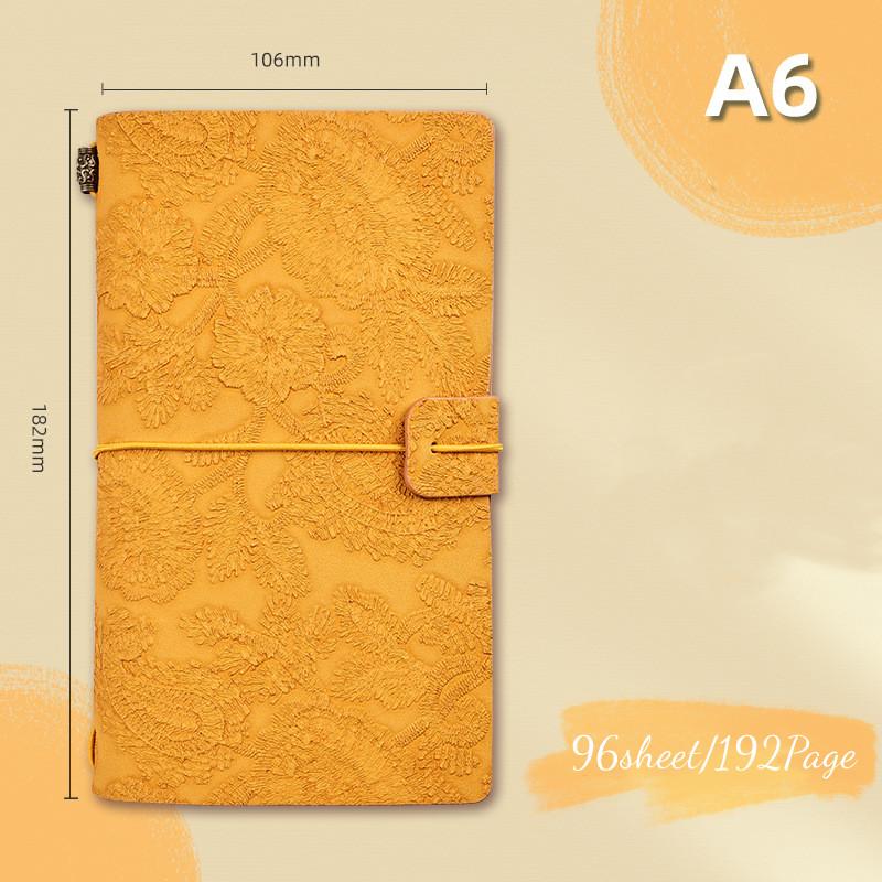 Vintage Embossed Lace Strap Notebook A6 Morandi Portable Journal Travel Book Diary Stationery School Supplies