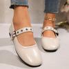 Spring and Autumn's New Round Toe Flat Flat One-shoulder Buckle Women's Single Shoes