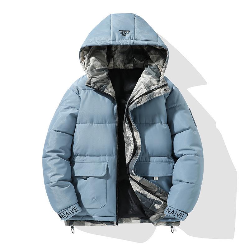 Padded-on men's hooded jacket, warm, thickened and cold-proof, Hong Kong style versatile padded jacket, winter jacket