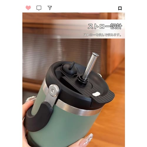 SIzlaho Tumbler with Straw, Large Capacity Water Bottle, Vacuum Insulated, 900ml, Insulated, Wide Mouth, Direct Drinking, with Lid, Handle, Portable,