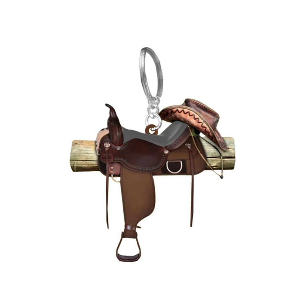 (Qunide) Saddle Car Keychain Acrylic Pendant Keychain Decorative Equestrian Enthusiast Keychain