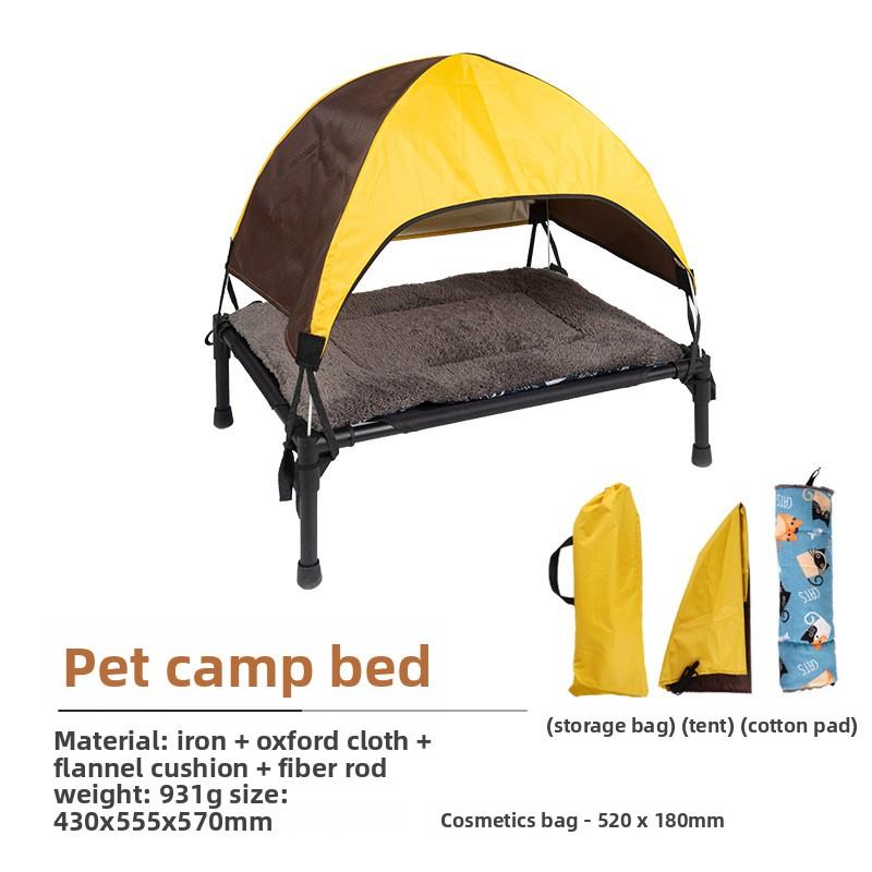 Outdoor Elevated Dog Bed Foldable Raised Pet Cot With Removable Canopy Shade Tent Breathable Dog Bed Carrying Bag Fit For Camping