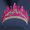 Bridal Rhinestone Tiara with Red Crystal Baroque Luxury Wedding Festival Crown