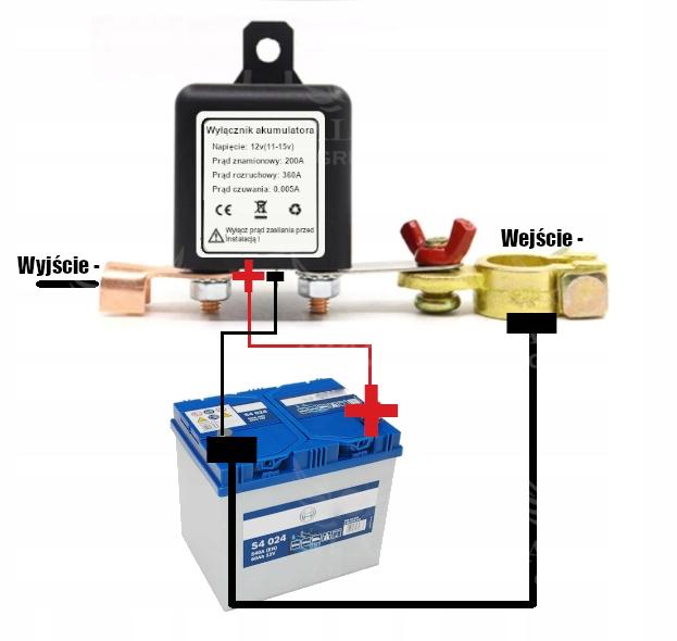 Zdalny automatyczny wyłącznik odłącznik akumulatora 12V 200A 2x pilot