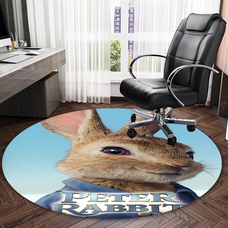 1pc Peter Rabbit1 Print Round Carpet Chair Round Carpet Suitable for Bedroom Living Room Home Decorative Carpet