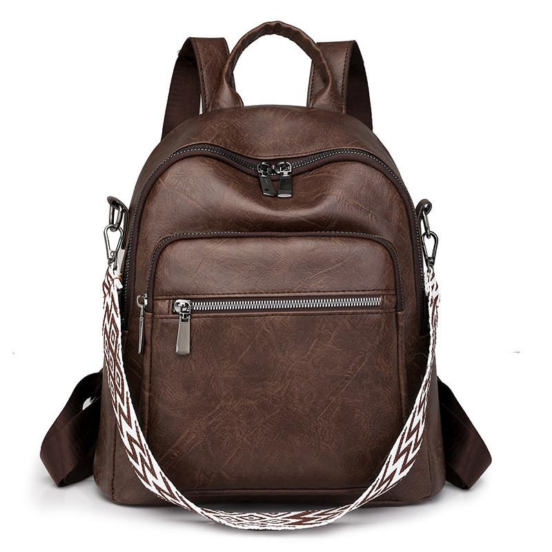 IELGY Pu Backpack Fashion Retro Large Capacity Casual Commuter Travel Backpack