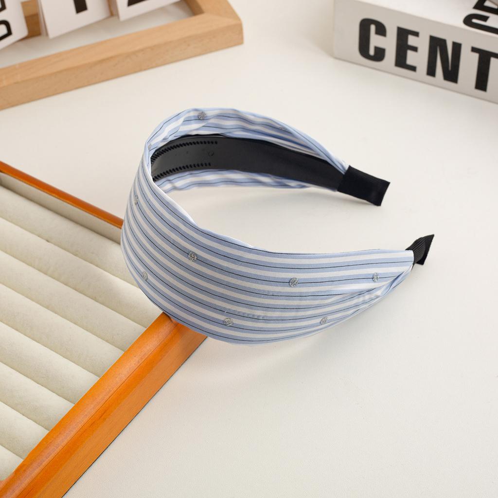 New Checkered Wide Fabric Headband Sweet Academic Vintage Hair Band Non-Slip Toothed Design Korean Retro Hair Accessories