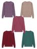Midlife & Senior Fall Style Round Neck Long Sleeve Loose Fit Versatile Knit Sweater Top