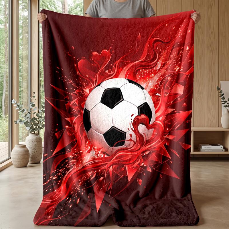 Soccer Ball Splash Art 1 Theme Blanket Lightweight Warm Flannel Blanket Decorative Throw Blanket for Home Decoration