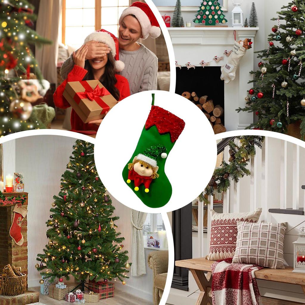 Stockings Christmas Cute Treat Stocking Bag Christmas Decorations For Family Kids Tree Home Mantel Holiday Fireplace Party Candy